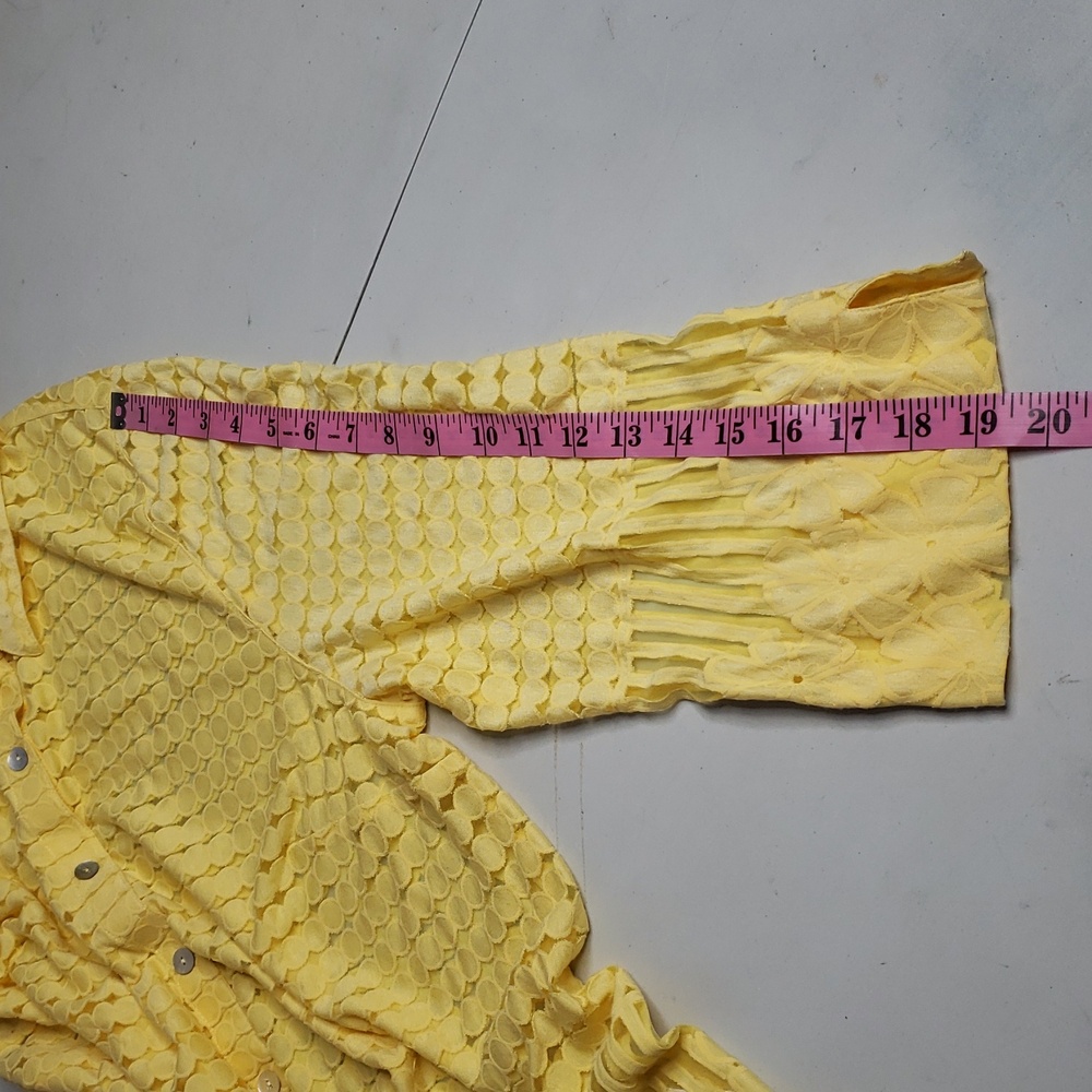 Alfred Dunner Womens Floral Polka Dot See Through Tunic Top Yellow Size 2X Boho - Picture 11 of 16